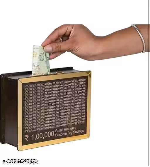 1 Lakh Wooden Money Piggi Bank for Kids/Piggy Bank, Money Box, Coin Box with Carved Design for Kids/Children, Savings Challenge Box, Cashbox,Cash Vault Wooden Savings Box,Wooden Coin Piggy Bank,Money Save Box Smash, Money Saver