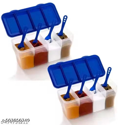 Food container set 4 in 1 transparent pack of 2 blue colour)BY 1 GATE 1 FREE