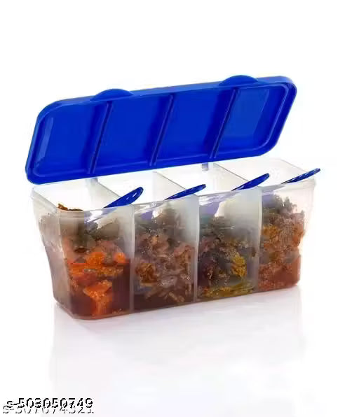 Food container set 4 in 1 transparent pack of 2 blue colour)BY 1 GATE 1 FREE