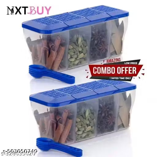 Food container set 4 in 1 transparent pack of 2 blue colour)BY 1 GATE 1 FREE